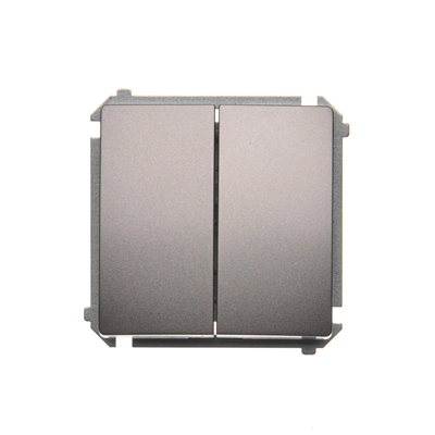 Dvojitý schodišťový vypínač s podsvícením (modul) 230V, metalíza inox