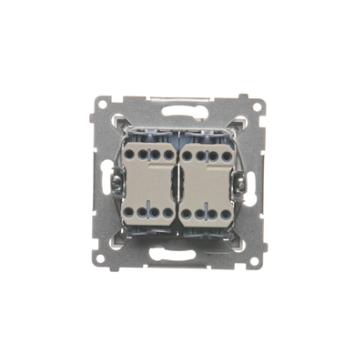 Dvojitý žaluziový spínač (modul) 230V, rychlospojky. , stříbrná metalíza