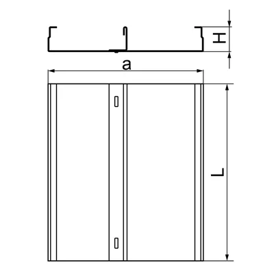 Dvoukolejný pozinkovaný žlab, šířka 350 mm, délka 2 m, výška 38 mm