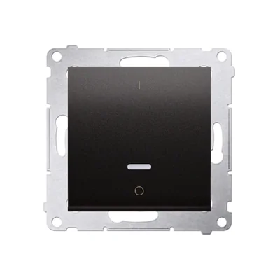 Dvoupólový vypínač s LED podsvícením (modul) 10A, 250V, rychlospojky, antracit (metalický)