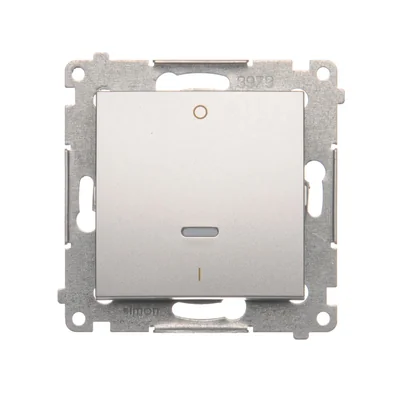 Dvoupólový vypínač s LED podsvícením (modul) 10A, 250V, rychlospojky, stříbrný (metalický)