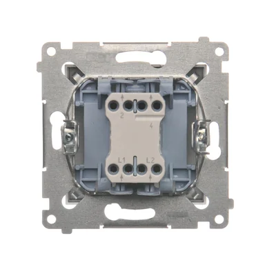 Dvoupólový vypínač s LED podsvícením (modul) 10A, 250V, rychlospojky, stříbrný (metalický)