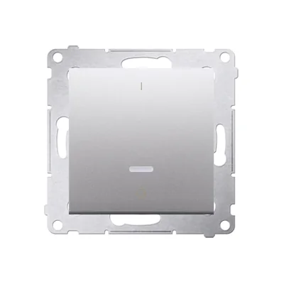 Dvoupólový vypínač s LED podsvícením (modul) 10A, 250V, rychlospojky, stříbrný (metalický)