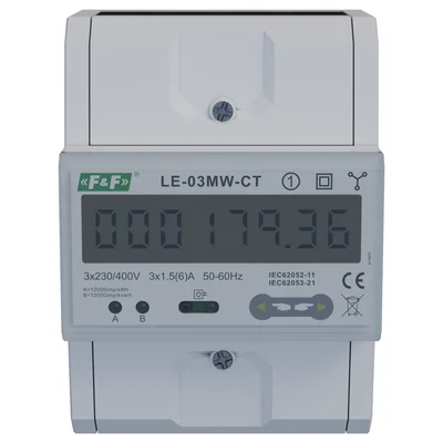 Dvoutarifní elektroměr, třífázový, obousměrný s Modbus RTU, pro polonepřímé měření
