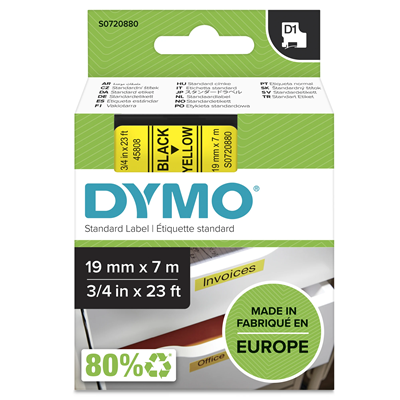 DYMO-Klebeband D1 19 mm x 7 m gelb / schwarzer Druck 45808