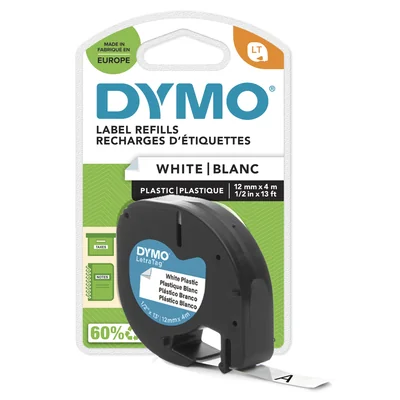 DYMO tape 12mm/4m - plastic, white