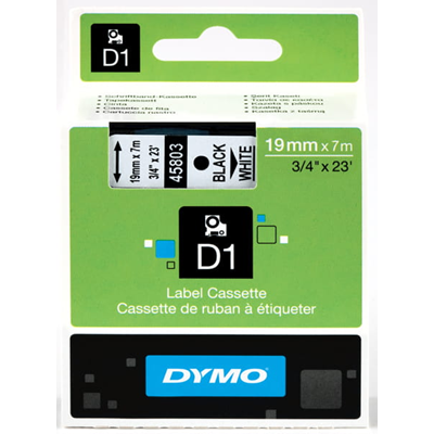 DYMO tape D1 19mm x 7m white / black print 45803