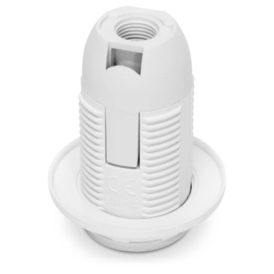 E14 plastic socket with collar white