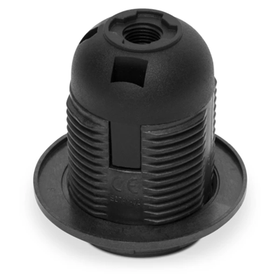 E27 plastic socket with collar black