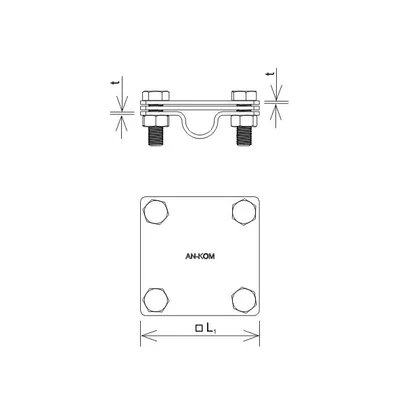 Earth connection 3 plates B=40x5 / fi 16 mm, stainless