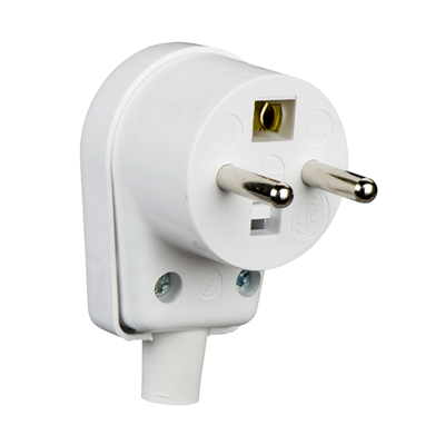 Earthed plug, side cable exit