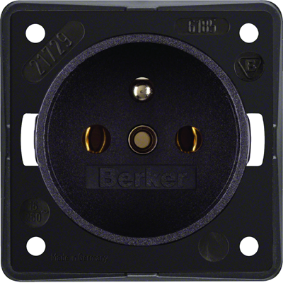 Earthed socket, brown, matt, Integro mechanism