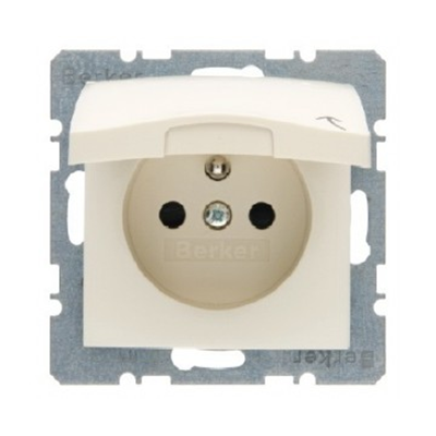 Earthed socket with cream cover