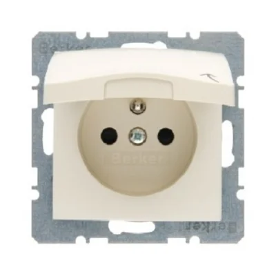 Earthed socket with cream cover