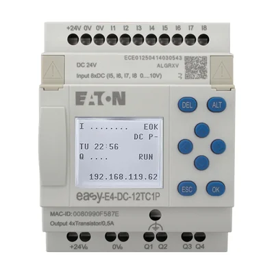 EASY-E4-DC-12TC1P easyE4 Push-in 24VDC, 8DI(4AI), 4DO-T, with display