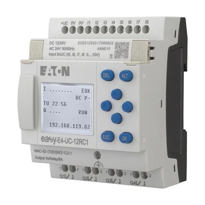 EASY-E4-UC-12RC1 easyE4 12–24 V DC, 24 V AC, 8 DI (4 AI), 4 DO-R, s displejem