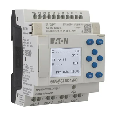 EASY-E4-UC-12RC1 easyE4 12–24 V DC, 24 V AC, 8 DI (4 AI), 4 DO-R, s displejem