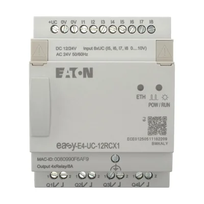 EASY-E4-UC-12RCX1 easyE4 12-24 V CC, 24 V CA, 8 DI (4 AI), 4 DO-R, sin pantalla