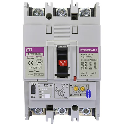 EB2 250/3E 125A 3p Interruptor automático de potencia 3P, 70kA, liberación electrónica