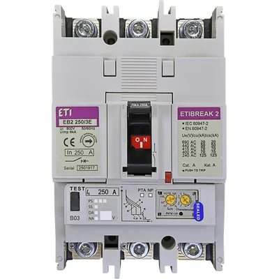EB2 250/3E 250A 3p Interruptor automático de potencia 3P, 70kA, liberación electrónica
