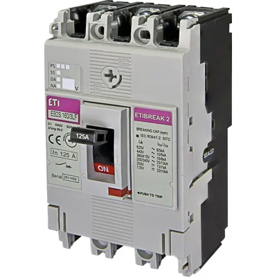 EB2S 160/3LF 125A 3p Interruptor automático de potencia 3P, 16kA, disparo TM (no ajustable)