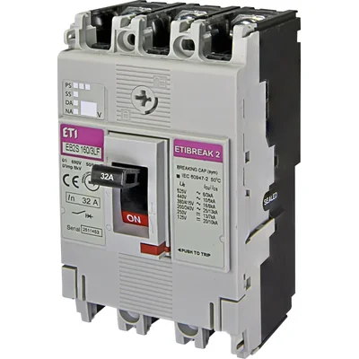 EB2S 160/3LF 32A 3p Interruptor automático de potencia 3P, 16kA, disparo TM (no ajustable)