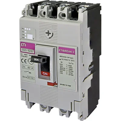 EB2S 160/3LF 80A 3p Interruptor automático de potencia 3P, 16kA, disparo TM (no ajustable)