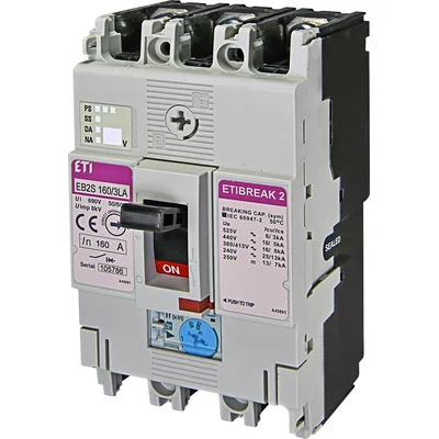 EB2S 160/3SA 125A 3p Interruptor automático de potencia 3P, 25kA, disparo TM (regulación térmica)