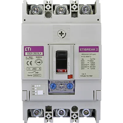 EB2S 250/3LA 250A 3p Interruptor automático de potencia 3P, 16kA, disparo TM (control térmico y magnético)