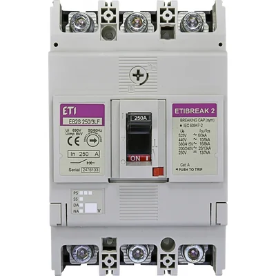 EB2S 250/3LF 250A 3p Interruptor automático de potencia 3P, 16kA, disparo TM (no ajustable)