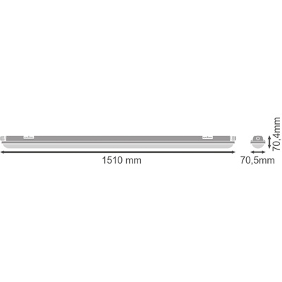 ECO CLASS DAMP PROOF GEN 2 Hermetic LED luminaire 52W 6240lm IP65 4000K NW 1510mm gray
