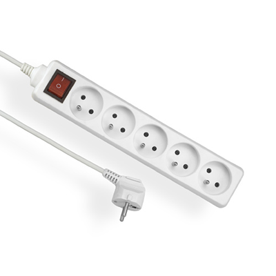 ECONOMIC Extension cord 5 sockets with/u switch 3m H05VV-F 3x1 white