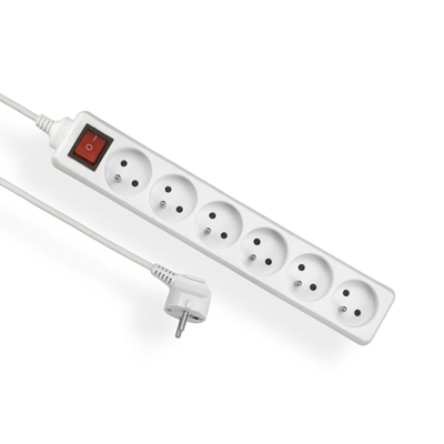 ECONOMIC Extension cord 6 sockets with/u switch 1.5m H05VV-F 3x1 white