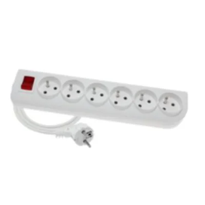 ECONOMIC Extension cord 6 sockets with/u switch 1.5m H05VV-F 3x1 white
