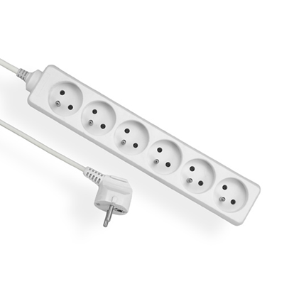 ECONOMIC Extension cord 6 sockets w/u 3m H05VV-F 3x1 white