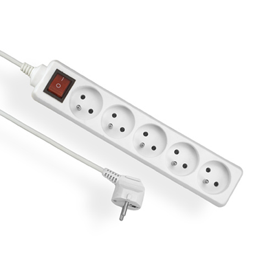 ECONOMIC Prodlužovací kabel 5 zásuvek s vypínačem/bez 3m H05VV-F 3x1 bílá