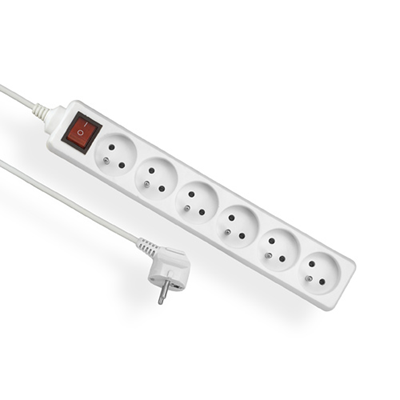 ECONOMIC Prodlužovací kabel 6 zásuvek s vypínačem/bez 3m H05VV-F 3x1 bílá