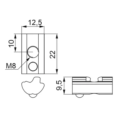 Écrou coulissant à bille NKWSM8A