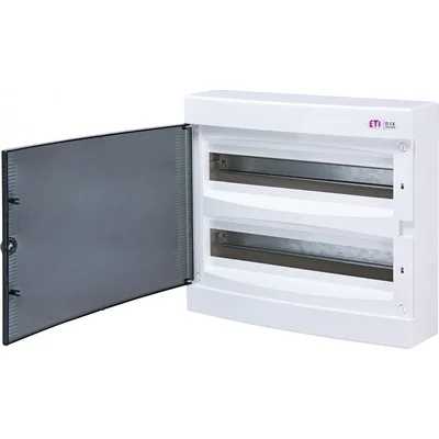 ECT 2x18PT-s Carcasa de montaje en superficie, 2 filas de 18 módulos, puerta transparente