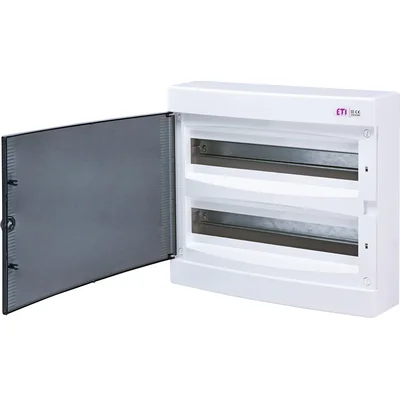 ECT 2x18PT-s Contenitore per montaggio superficiale, 2 file da 18 moduli, sportello trasparente