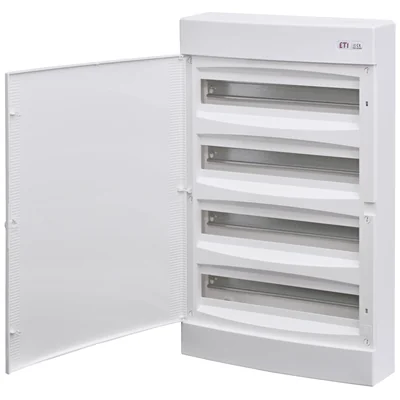 ECT 4x18PO-s Pouzdro pro povrchovou montáž, 4 řady po 18 modulech, bílé dveře