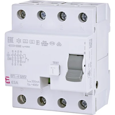 EFI-4 A G/KV 63/0.3 Автоматичний вимикач захисного відключення - короткочасна затримка спрацьовування