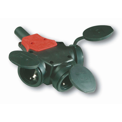 Einphasiger Gummiverteiler 10/16A 2P+Z IP45 mit Schutz seitlicher VDE + Stecker