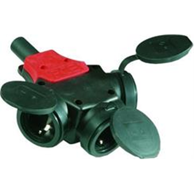 Einphasiger Gummiverteiler 10/16A 2P+Z IP45 mit Schutz seitlicher VDE + Stecker