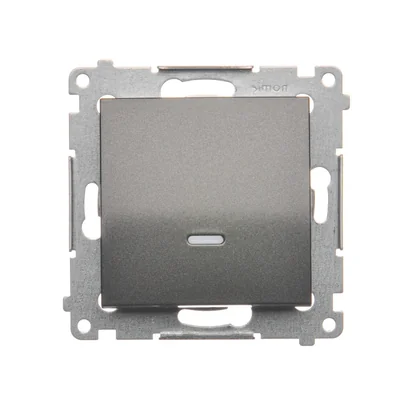 Einzel-Schließer-Taste mit LED-Hintergrundbeleuchtung ohne Piktogramm (Modul) 16A 250V Schraubklemmen Anthrazit (Metallic)