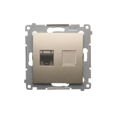 Einzelne Computersteckdose RJ45, Kategorie 6, geschirmt mit Staubschutzabdeckung (Modul) Gold (metallisch)