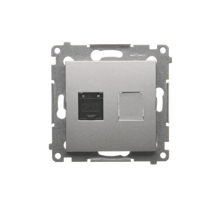 Einzelne Computersteckdose RJ45 Kategorie 6 mit Staubschutzabdeckung (Modul) Silber (Metallic)