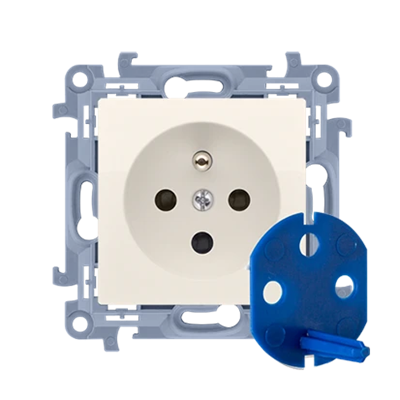 Einzelne DATA-Steckdose mit Autorisierungsschlüssel (Modul) 16A 230V creme