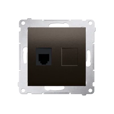 Einzelne RJ12-Telefondose (Modul) braun matt metallic