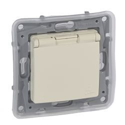 Einzelne Steckdose IP44, cremefarben